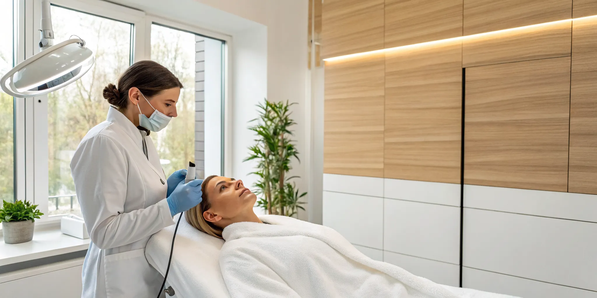 Professional performing an acne scar removal treatment in The Colony.