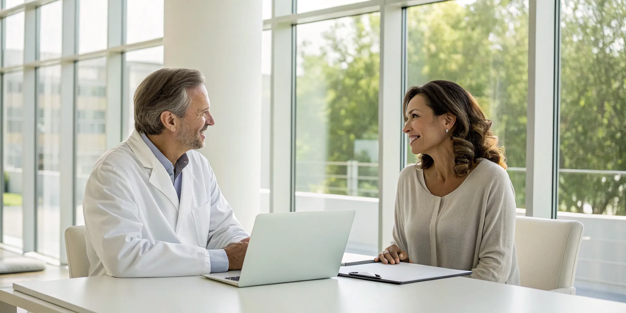 Doctor and patient discussing treatment plans at an anti aging clinic in Coppell.