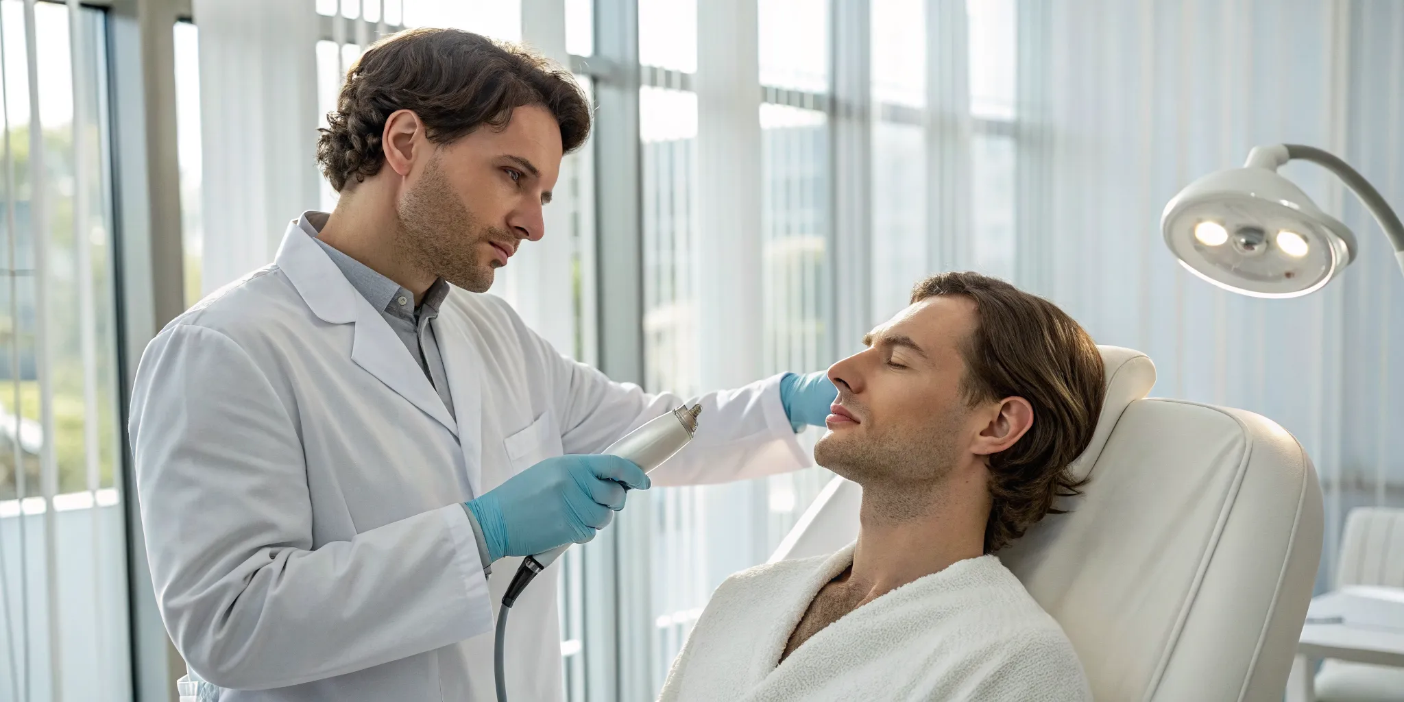 A patient receives a professional acne scar treatment in Addison.