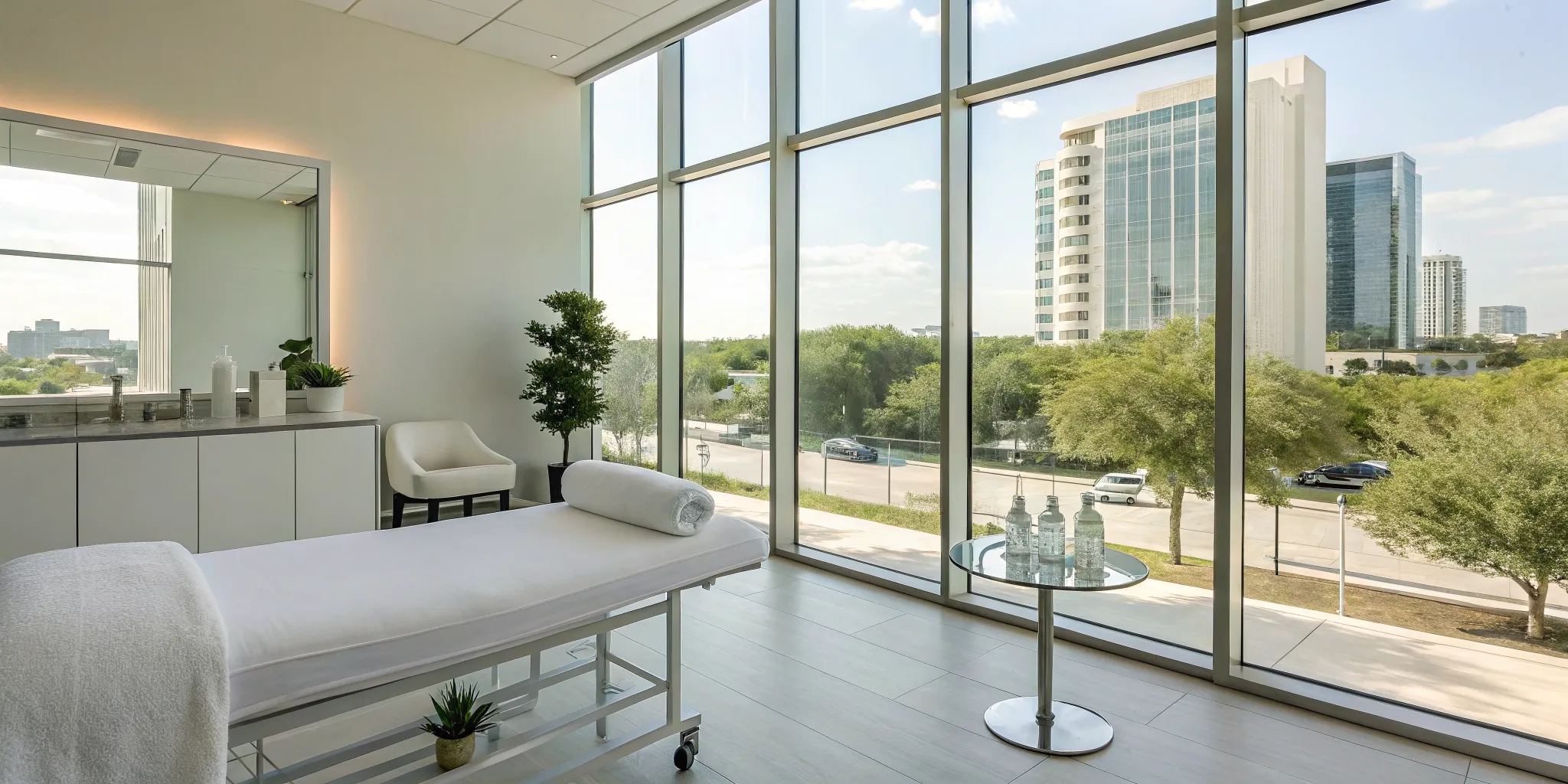 A modern medspa room in Addison offering advanced anti-aging treatments.