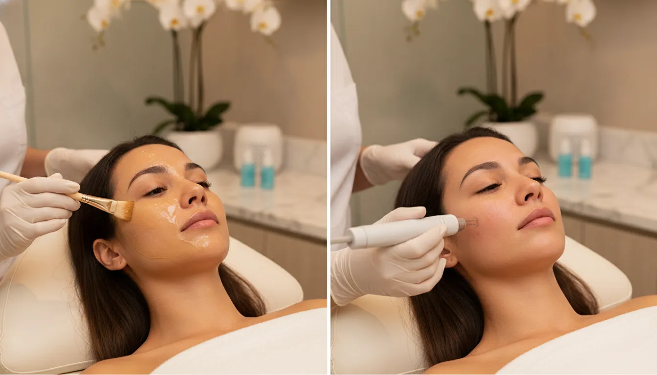 Woman discussing acne scar treatment options at a Dallas medspa