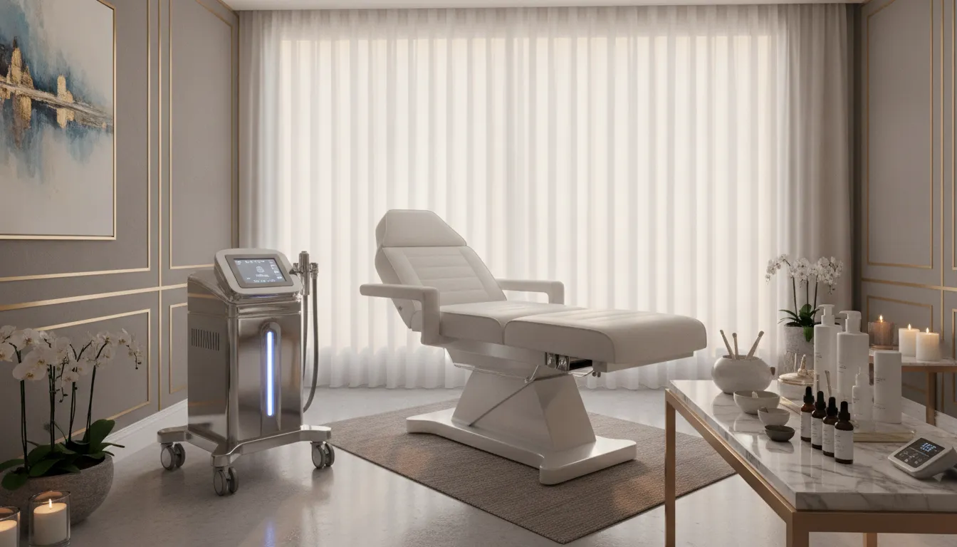 Laser skin rejuvenation vs chemical peel in Dallas treatment room.