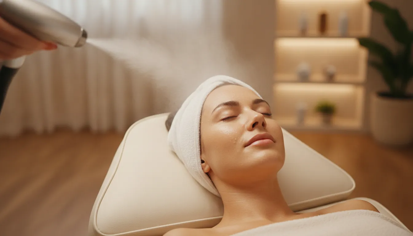 Woman receiving a soothing Glace cryotherapy facial treatment at Soul Glow Medspa in Farmers Branch