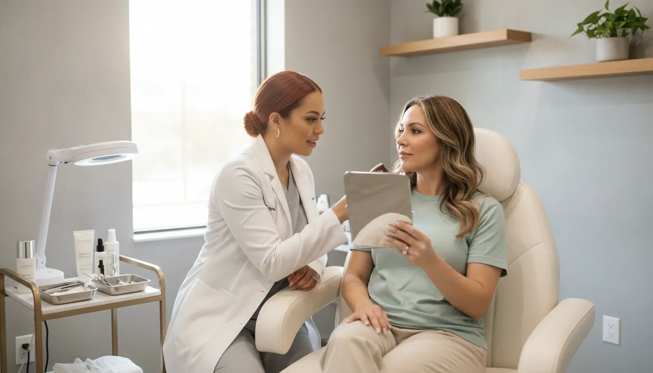 Consulta facial en un medspa profesional de Farmers Branch