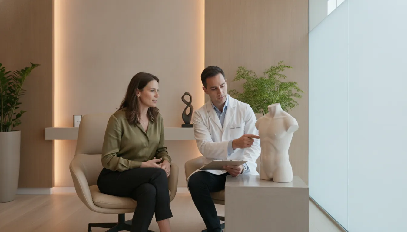 Non-surgical body contouring consultation in a luxury medical spa