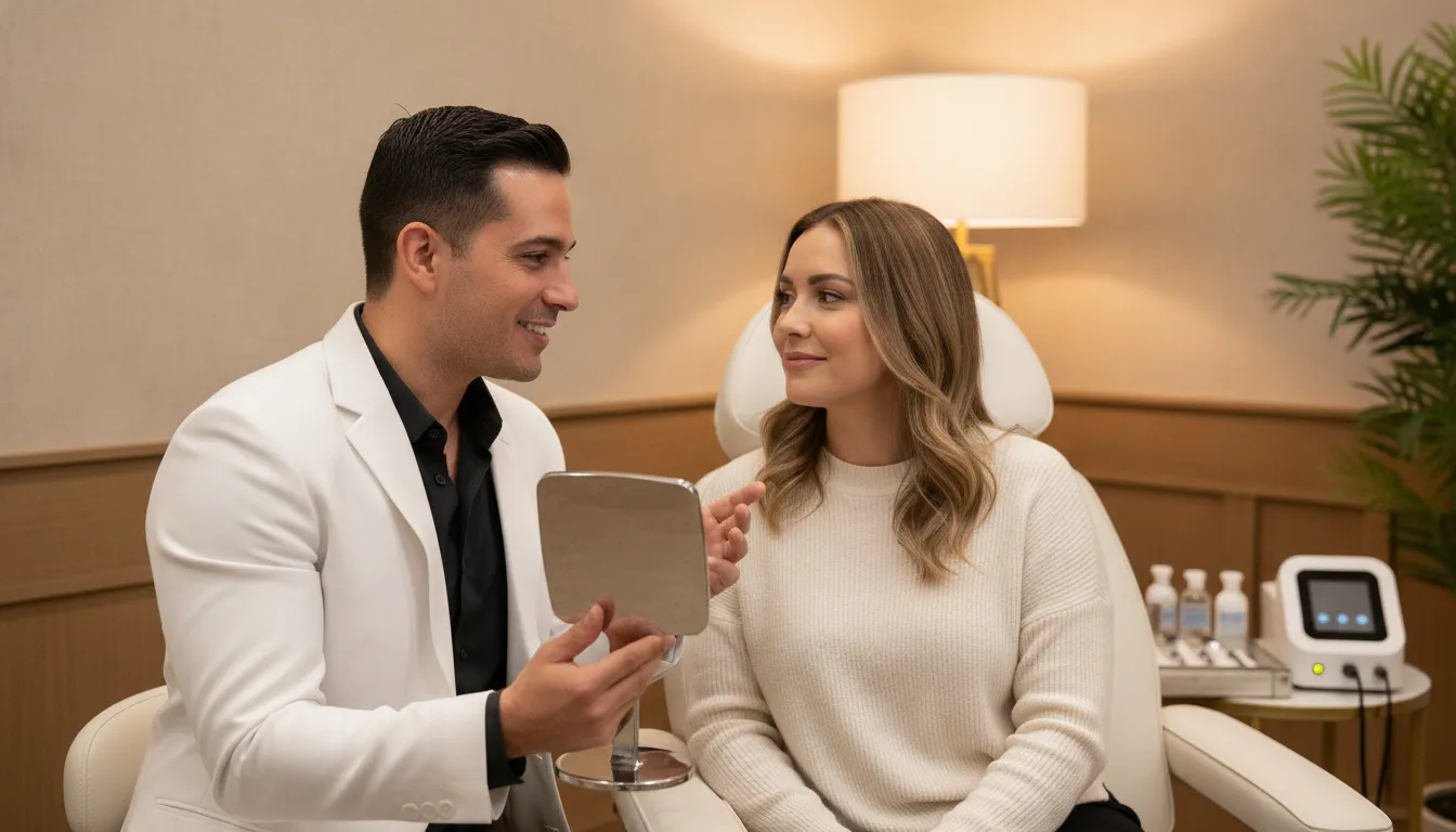 Personalized chin filler consultation in a luxury medical spa