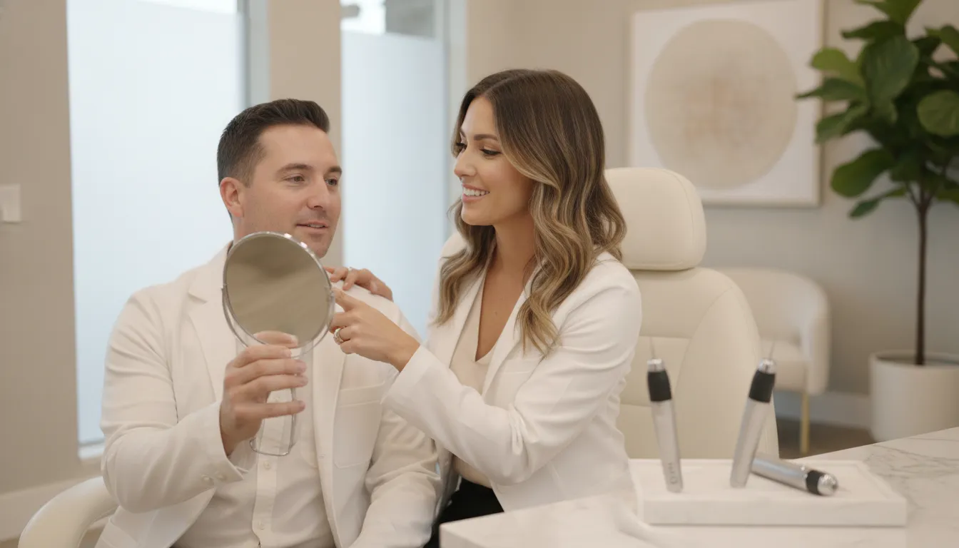 Skin rejuvenation consultation comparing microneedling options